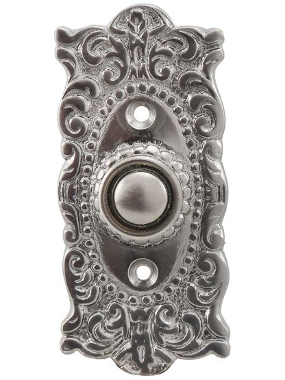 Victorian Decorative Doorbell Button in Antique Pewter.